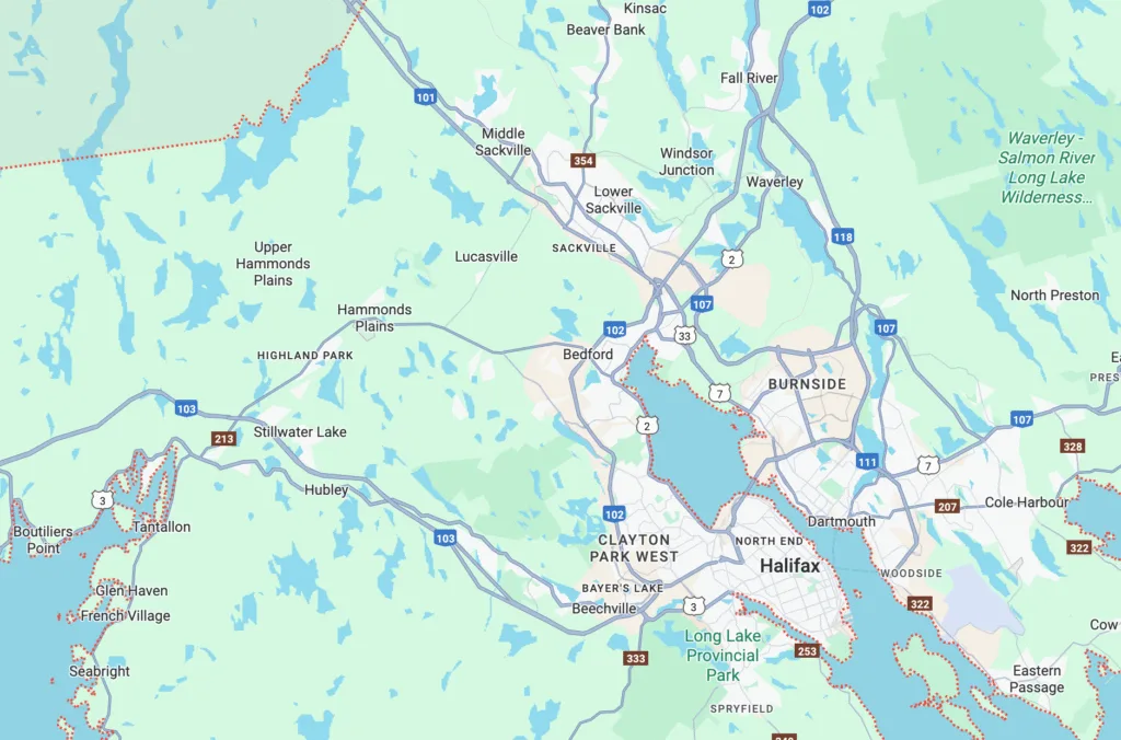 Service area coverage across Halifax, Dartmouth, Bedford, Sackville (HRM)