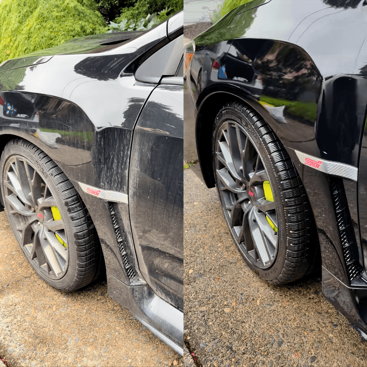 Exterior car detailing Halifax before and after - paint restoration and shine showing hand wash and polish results